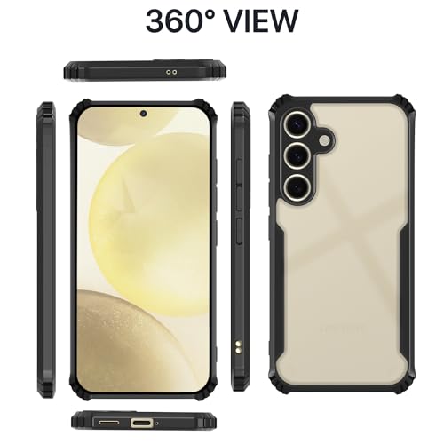 Image of Pikkme Samsung Galaxy S24 5G Back Cover | Crystal Clear Transparent Back | Ultra Hyrbid | Full Camera Protection | Raised Edge | Bumper Back Case (Black)