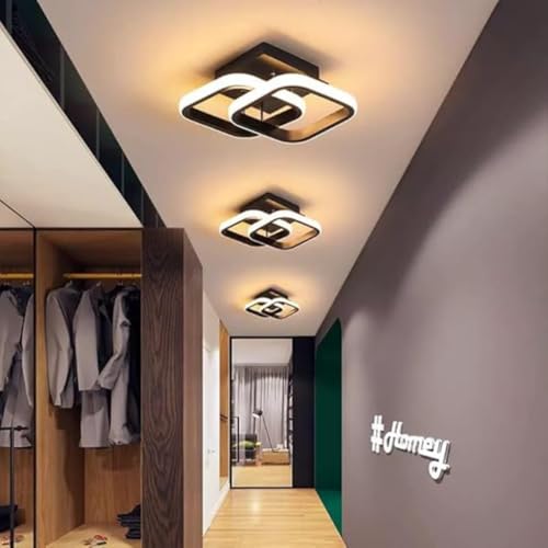 Image of SINOMAN Stylish LED Ceiling Lamp Dual Ring Sqaure Metal and Silicon Design, Surface Mount 3 in 1 Color Changing Perfect for Living Room, Dining Area, Bedroom and Home Decoration