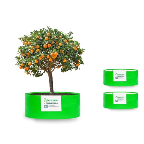 Image of HDPE Grow Bags for Plants 18X12 Inch (Pack of 3) | 260 GSM Heavy Duty UV-Protected Round Green Colour Plant Bags for Terrace and Vegetable Gardening | Strong & Reusable|