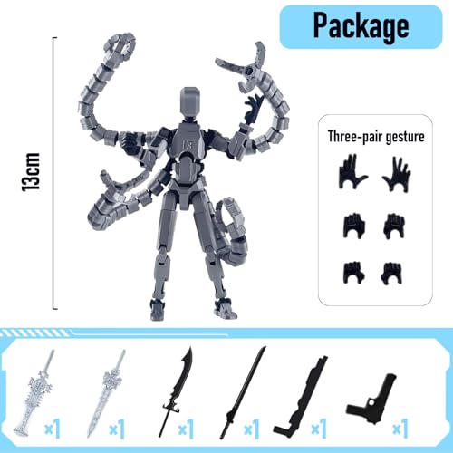 Image of RAMONI Action Figure Toys, T13 Octopus Shaped Dummy 13 Action Figure, Multi-Jointed 3D Printed Toys, Articulated Titan 13 Action Figure Robot Toy Set Game Desktop Decoration for Gifts