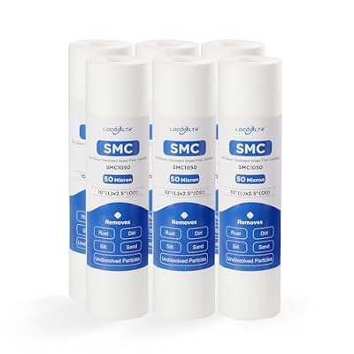 Whole House 50 Micron 10" x 2.5" Spun Polypropylene Sediment Well Water Filter Cartridge Replacement for FXUSC, SDC-25-1050, PD-50-934, SP-P50, SDF-25-1050, WPD-50, FPMB50-978, PWMB10M50 (Pack of 6)