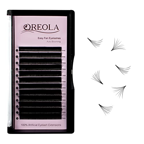 Oreola Self Fanning Lashes C Curl 0.07 8-15mm Easy Fan Lashes Práctica con tecnología de volumen 3D 5D Mega Volumen Extensiones de pestañas rusas de larga duración para uso profesional en salones Cover