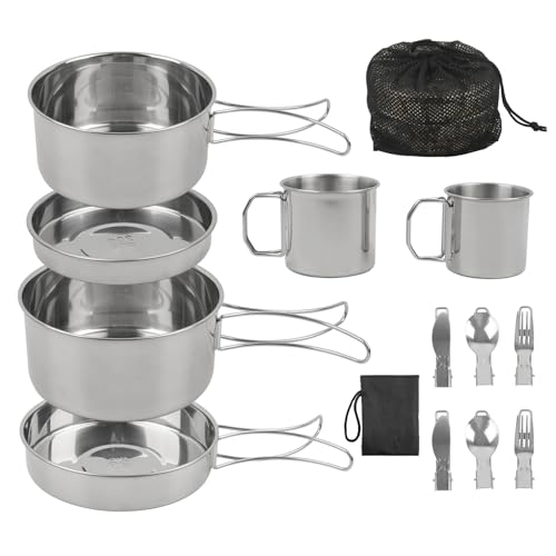 GEEKHOM 14PCS Stainless Steel Camp Cookset