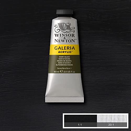 Image of Winsor & Newton Galeria Acrylic Colour - Tube of 60 ML - Ivory Black (331) - Highly Pigmented Lightfast Artists' Acrylic Paints for Canvas, Wood, Fabric & Paper - More Colours Available