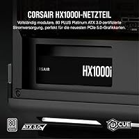 Corsair HX1000i, Vollmodulares, Extrem Geräuscharmes ATX-Netzteil, ATX 3.1 & PCIe 5.1, iCUE Software, 80 Plus Platinum-Effizienz, Schwarz – Ansicht 2