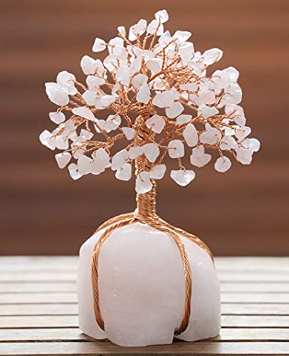 Rose Quartz Gemstone Tree Of Life - Natural Rose Quartz Stone Base, Copper Wire Tree Money Tree, Crystal Tree For Positive Energy - Attract Good Luck, Chakra Tree, Feng Shui Decor, Spiritual Gift #TOP4