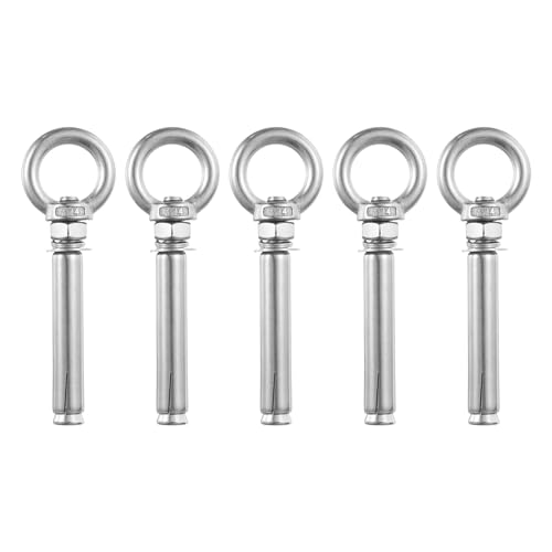 Image of uxcell Ring Lifting Expansion Eyebolt, 5pcs M10x100mm 304 Stainless Steel Expansion Screw with Eye Ring for Concrete Brick Wall