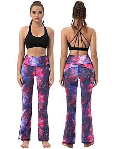 Image of BUBBLELIME 29 inch /31 inch /33 inch /35 inch /37 inch Women High Waist Bootlegs Yoga Pants Tummy Control Bootcut Workout Flared Out Pockets
