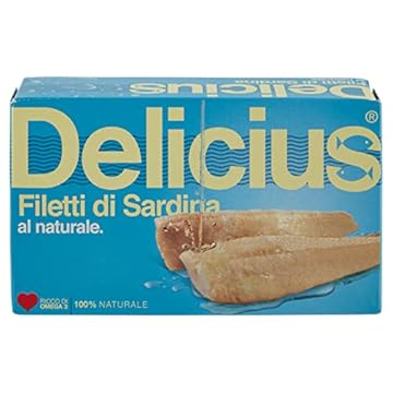 Delicius Scatola di Filetti di Sardina al naturale 120g (10 pezzi)