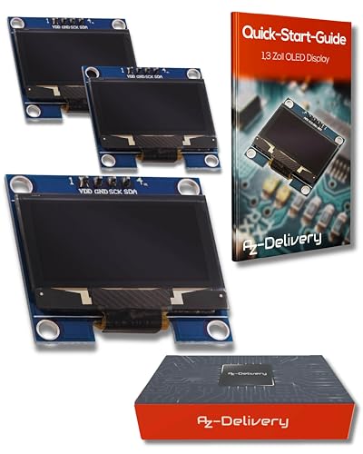 AZDelivery 1.3 pollici Display OLED I2C SSH1106 Chip 128 x 64 Pixel I2C Modulo di Visualizzazione dello Schermo con Caratteri Bianchi compatibile con Arduino e Raspberry Pi incluso un E-Book!