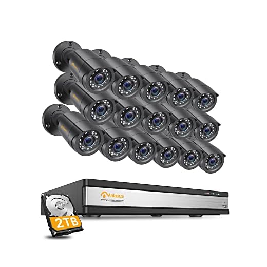 Anlapus 1080P 16CH Kit de Cámaras Seguridad 16pcs Cámara de Vigilancia Exterior 2TB Disco Duro, Acceso Remoto
