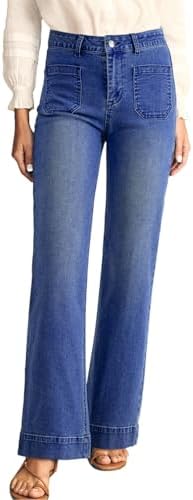 Astylish Womens Wide Leg Jeans High Waisted Stretchy Straight Leg Jeans Loose Trendy Denim Pants with Pocket
