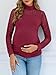 Yousify Long Sleeve Maternity Outfits Eyelet Ruched Wine Red Lace Top Shirts Mock Neck Tops for Women Pregnancy Clothes