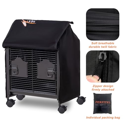 Image of Small Bird Cage Cover(Black) Good Night Black-Out Cover for Birdcage with Roof Top Durable Breathable Washable Material (cage is not Included) (18.9 inch L x 15 inch W x 25.6 inch H, L Shape)