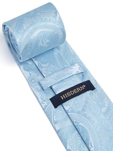Image of HISDERN Ties for Men Paisley Floral Mens Ties and Pocket Square Cufflinks Set Classic Business Necktie Handkerchief