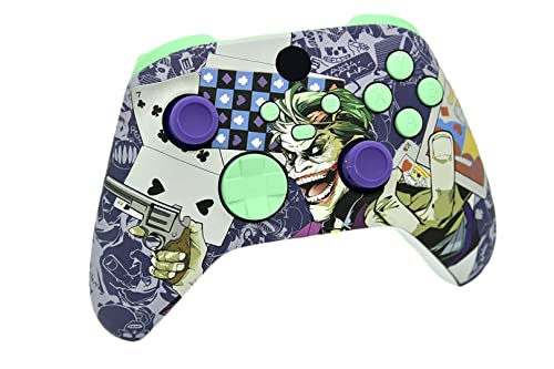 Image of Hand Airbrushed Fade Custom Controller Compatible with Xbox Series X /S & Xbox One (Series X /S Crazy Cards W /Green Mint Inserts)