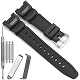 SGW-100 Series Watchband Compatible with Casio SGW100 Watch Strap Men's Waterproof Replacemnet Bracelet (Black band steel buckle)