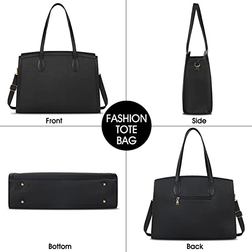 Dakuly DK6659 Laptop Bag For Women 15.6 Inch Laptop Tote Bags Waterproof Computer Bag Teacher Work Briefcase Large Capacity Leather Handbag Office Business Shoulder Bag 2Pcs Plain Pattern thumb #5