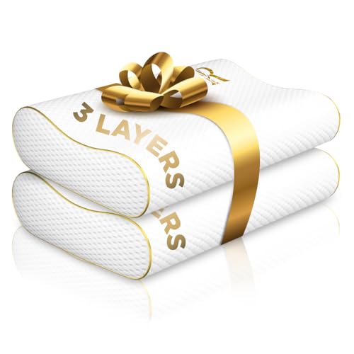 Image of Royal Therapy 2-Pack Queen Memory Foam Pillow, Cervical, Queen Contour Pillow, Orthopedic Pillow for Neck Support, Neck Pain, Side Sleepers, CertiPUR-US