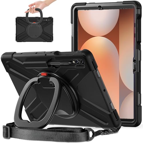 Coque Galaxy Tab S7 FE antichoc pour enfants avec bandoulière et support