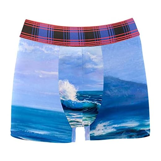 WOSHJIUK Calzoncillos Boxer para Hombre Algodón,Olas de Acuarela del océano,Impresión de Ropa Interior Masculina