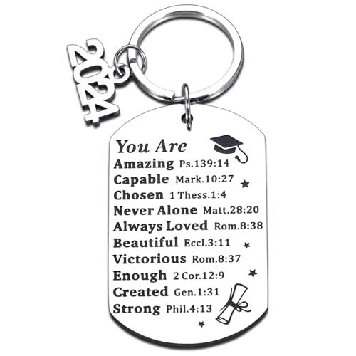 Photo 1 of 2024 Graduation gifts for Him Her Class of 2024 Keychain Graduation Gifts for Women Men Middle senior High School College Grad Student Nurse Daughter Son Degree Inspirational Religious Christian gift