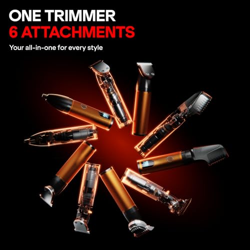 Image of boAt Slazer K100+ Full Body Trimmer for Men, 200 Min Run-Time, Stainless Steel + Ceramic, IPX6, Beard, Body, Nose, Type C, MultiGroomer, Battery Display & Travel Lock, All-in-one (Blaze Orange)