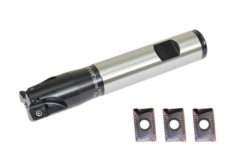 Image of Shars 7 /8 inch 90 Degree Indexable End Mill with 3 PCS of APKT 1003 Insert 3 Flutes 404-2860W+404-6960(3) P[
