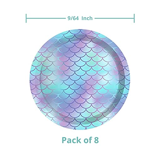 Image of Wanna Party Memaid Theme Party Plates|Underwater Theme Party Plates| Paper Plates for Birthday Parties | 8 PC | 9 inches