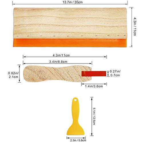 Worown 6 Pieces 6 Sizes Screen Printing Squeegee, 3 Sizes 75 Durometer Wooden Ink Scraper (13.7, 9.4, 5.9 inch), 3 Sizes Plastic Ink Scraper (6.8, 3.3, 2.3 inch) for Screen Printing - Thumbnail 3