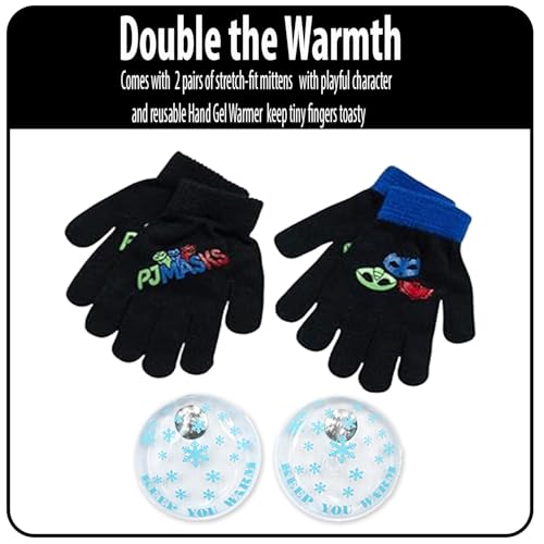 Image of PJ Masks Winter Hat and 2 Pair of Gloves or Mittens Set (Age 2-7)