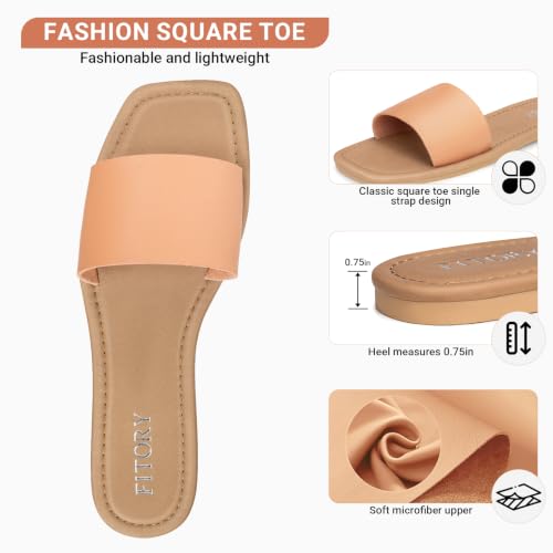 Image of FITORY Womens Slide Sandals Dressy Flat Comfortable Slippers for Summer
