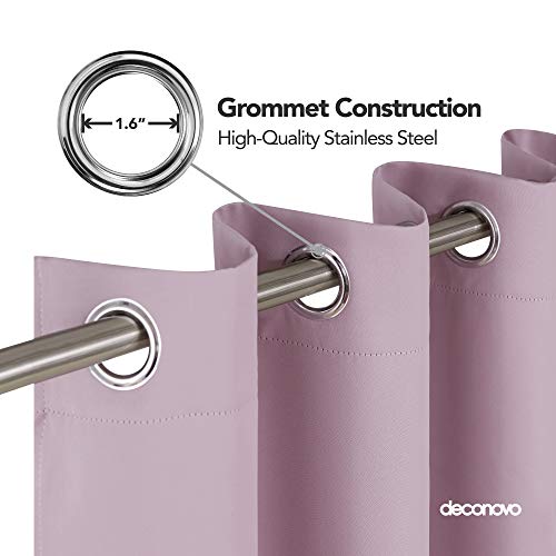 Image of Deconovo Thermal Insulated Window Treatments Grommet Top Blackout Darkening Curtain Girls Room, 52x63 Inch, Lavender-1 Panel