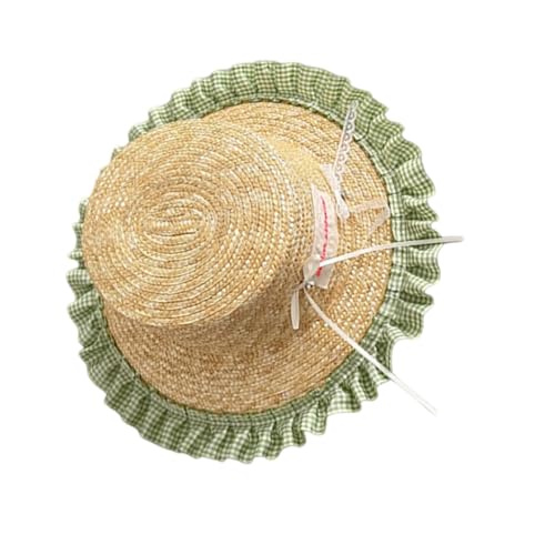 Kids Outdoor Fisherman Hat Trendy Checkered Wide Brimmed Sun Hat Adjustable Size Lovely Bowknot Accent