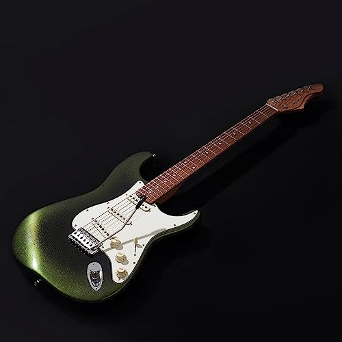 Latitude Equator Strat Electric Guitar, Alder Body, Full Brass Bridge Locked Tuner Canada Roasted Maple Thin C Neck Jumbo 22 Frets Vintage 60S Pickups Guitar, 10-14”Mixed Radius Maple Fingerboard #TOP6