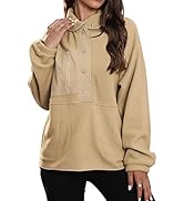 REVETRO Women's Fleece Sweatshirt Long Sleeve Sherpa Oversized Sweater Winter Button Down Pullove...
