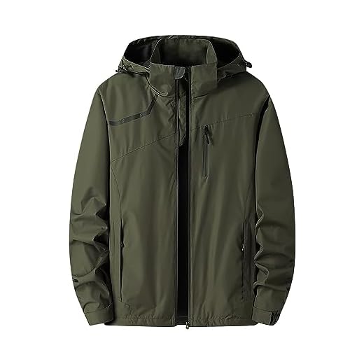 Veste coupe-vent imperméable multi-poches pour homme - Respirante - Grande taille - Fermeture éclair intégrale - Vêtement d'extérieur décontracté pour randonnée, camping, vert militaire, 6XL
