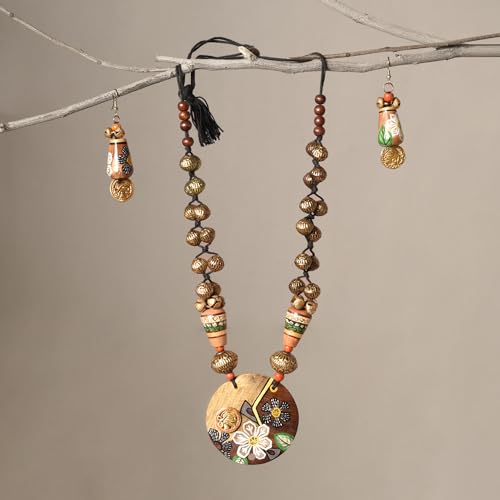 Image of AAKRITI ART CREATIONS Handcrafted Women's Jewelry Set - Ethnic Necklace and Earrings, Fashion Accessories for Special Occasions & Celebrations