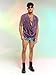 WDIRARA Men's Glitter Draped Collar T Shirts Cowl Neck Sleeveless Tank Top Party Top Purple Glitter S