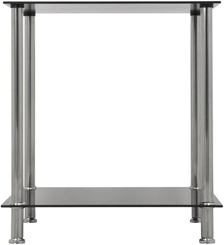 Miniatura 3 de AVF Mesa auxiliar cuadrada de dos niveles de acero y vidrio de transición en negro/cromo