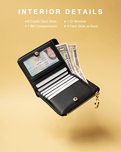 Leather Wallet for Woman RFID Blocking Bifold Small Compact Wallets Zipper Pocket Purse Large Capacity Card Hold Case with ID window2