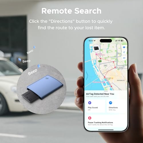 Image of UGREEN FineTrack Slim Wallet Tracker Card (iOS Only), Rechargeable Air Tracker Tags Compatible with Apple Find My, Smart Tags for Wallet,Luggage and More