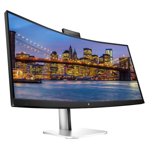 Image of HP Series 5 Pro 34-inch 534pm Curved 2K WQHD Conferencing Monitor 2-Pack Bundled with Desk Mount Stand, USB-C Multiport G5 Dock, MK540 Wireless Keyboard & Mouse, Gel Mouse & Wrist Pad