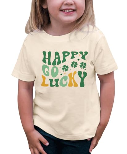 St Patrick's Day Kids Shirt Happy Go Lucky T Shirt Lucky Graphic Shirts for Toddler Baby Girl Short Sleeve Tops2
