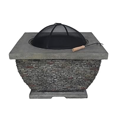 Christopher Knight Home Laraine Outdoor 32" Wood Burning Light-Weight Concrete Square Fire Pit, Grey