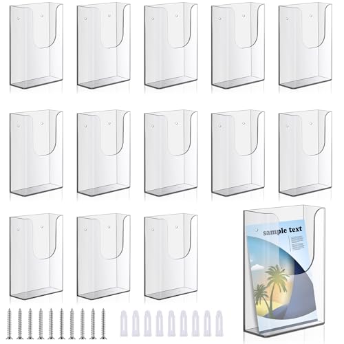 Blulu 20 Pack 4 x 6 Inches Acrylic Brochure Holder Wall Mount, Clear Flyer Holder Rack, Plastic Pamphlet Stand with Nails for Magazine, Booklet, Card, Bookmark Display, Home Office Church Supplies