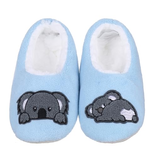 Image of ZYZX Cute Slipper Socks with Grips,Cozy Soft Sole House Slippers for Women | Animal Pattern Warm Safe Non Slip Fleece-lined Fluffy Fuzzy Socks Indoor for Adult,Easy to Wash,Gifts