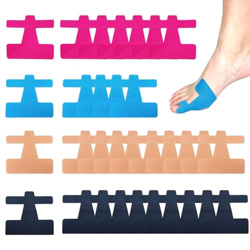 40 Pièces Bandes de Kinésiologie Prédécoupées pour Hallux Valgus, Orthese Hallux Valgus pour les Pieds et les Orteils, Soutien efficace et soulagement de...