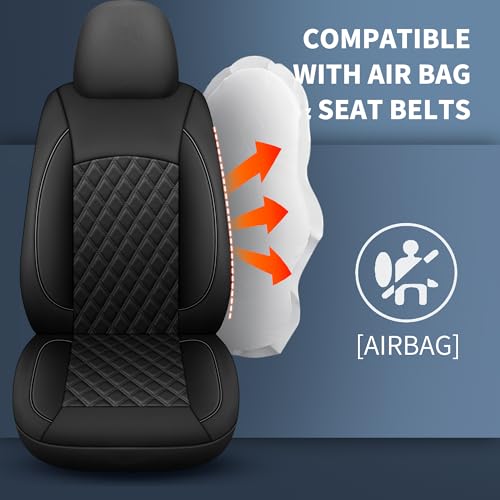 Car Seat Covers Full Set,Breathable and Waterproof Napa Leather Car Seat Cover,Interior Universal Fit for Cars,Sedans,SUVs,Vans,Trucks(Full Seat,Black,N3) - Image 6