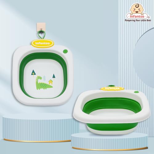 Image of Infantso Multi Purpose Portable Washbasin, Space Saving, Foldable & Expandable Wash Tub for Travelling, Easy Wash Childern's Clothes, Baby Head Wash Tub, Perfect for Baby Bottles